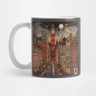 Iconic London By Night, Art Brut Style Mug